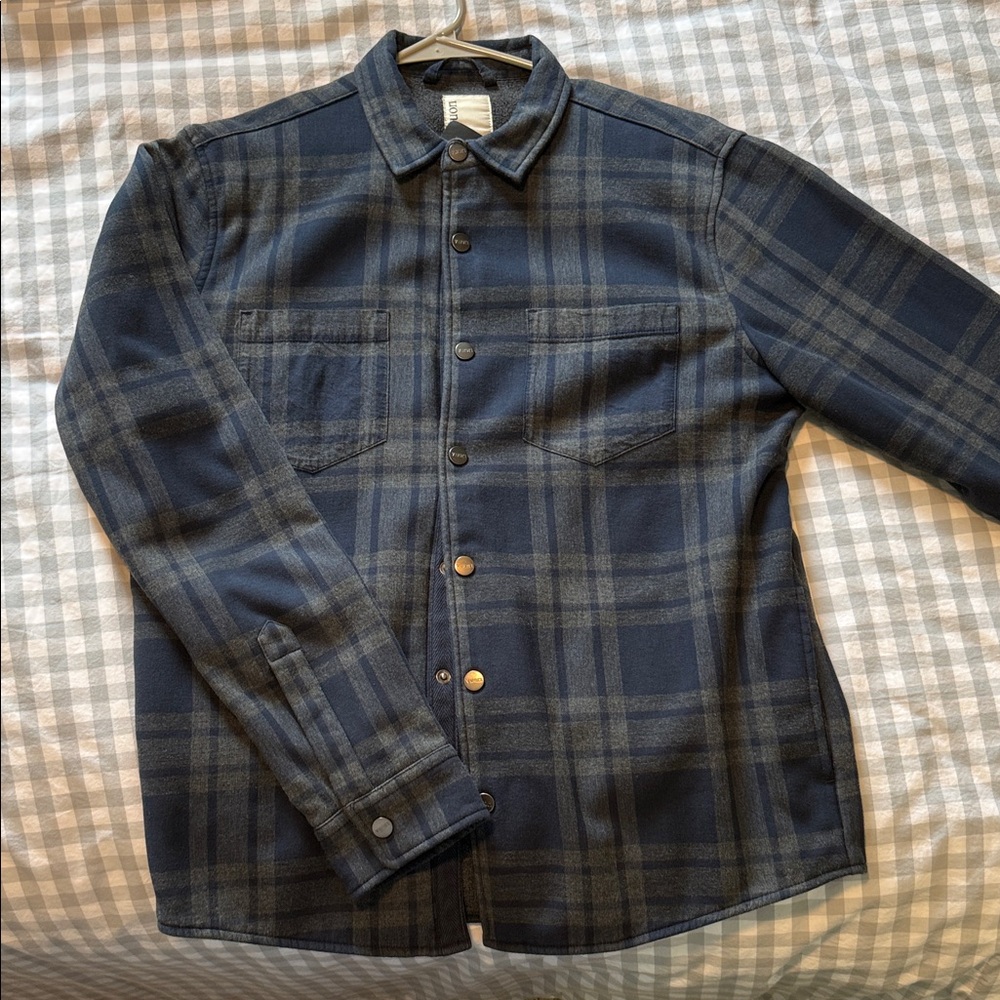 Vuori Navy and Gray Plaid Casual Button Down Shirt